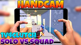 SOLO VS SQUAD | 1v4 clutch | IPAD MINI 5 HANDCAM GAMEPLAY | 4 finger claw + full gyro | MAXPROLEGEND