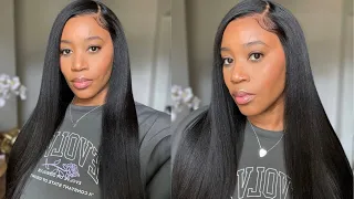 PRE-EVERYTHING FRONTAL WIG 🔥 INVISIBLE TAPE |  YAKI TEXTURE, GLUELESS INSTALL | FT. UNICE HAIR