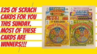 Mix of scratch cards for this Sunday Morning. £25 of £3 and £2 scratch tickets. Lots of winners!