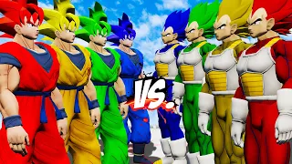 TEAM GOKU COLOR VS TEAM VEGETA COLOR - DRAGON BALL BATTLE - EPIC SUPERHEROES WAR