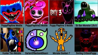 Poppy Playtime Mobile 1+2+3 - ALL JUMPSCARES ,Sir Ban Monster Life 6, Hunter Tim, Banban 6,Syringeon