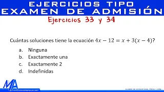 Ejercicios tipo examen de admisión 17 | Ejercicios 33 y 34