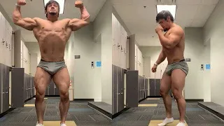 Bodybuilder Daniel Stewart Posing Practice In Grey Brief