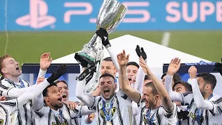 Juventus celebrating win Italian Super Cup with goals from Cristiano Ronaldo and Morata