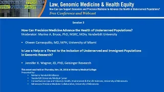 Session 3: Law, Genomic Medicine & Health Equity Conference--Olveen Carrasquillo, Jennifer K. Wagner