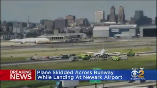 Plane Skids Off Runway In Newark