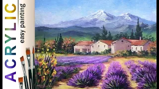 Lavender fields in Provence🎨 ACRYLIC How to paint landscape. Tutorial DEMO