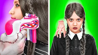 GADGET COIFFURE pour avoir LES TRESSES DE MERCREDI ADDAMS || Plaire à son Crush par 123GO! CHALLENGE