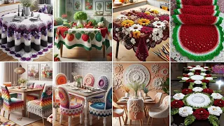 Crochet Knitted Table Cover & Chair | Share Ideas @Crochetuniqueart #crochet #knitted #woolen