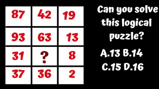 87 42 19 93 63 13 31 ? 8 37 36 2 !Can you solve this logical puzzle? Reasoning tricks!Number Series!