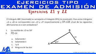 Ejercicios tipo examen de admisión 11 | Ejercicios 21 y 22