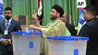 Al-Muwatin leader, main rival to PM's State of Law list, casts ballot
