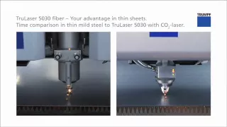 TruLaser 5030 fiber - Time comparison vs 5 kW CO2 - 3mm Steel