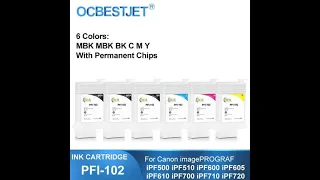 PFI-102 PFI102 Refillable Ink Cartridge With Permanent Chips For Canon iPF500 iPF510 iPF600 iPF605