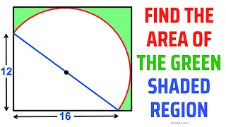 Find the Area of the Green Shaded Region Around a Semicircle in a Quadrilateral | In-Depth Tutorial