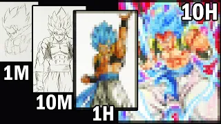 DRAWING CHALLENGE | 1MIN, 10 MIN, 1 HOUR, 10 HOURS | Gogeta SSJ Blue | Dragon ball