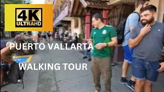 4K walking tour of Zona Romantica restaurants and shops. Puerto Vallarta Mexico
