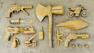 Cleaning Action Series Guns & Equipment, Muddy Toys Guns, Thor Axe, Sea Animal, Grenade, knife, Bike