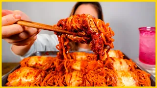 SPICIEST KIMCHI IN THE WORLD WRAPPED NUCLEAR FIRE NOODLES l MUKBANG