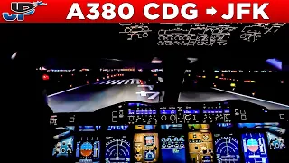 HiFly Airbus A380 Cockpit Paris CDG🇫🇷 to New York JFK🇺🇸