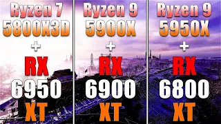 R7 5800X3D + RX 6950 XT vs R9 5900X + RX 6900 XT vs R9 5950X + RX 6800 XT