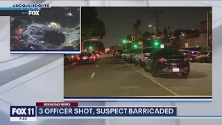 Suspect barricaded after allegedly shooting 3 LAPD officers