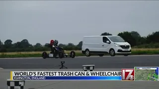 World's fastest trash can and wheelchair