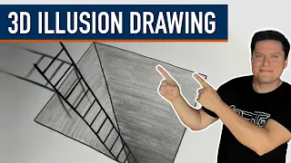 3D Illusion Drawing - Hole in the Ground with Ladder - Complete Drawing Exercise