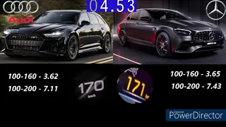 AUDI RS6 PERFORMANCE 630PS VS MERCEDES AMG E63S ESTATE 612PS ACCELERATION 100-290KM/H