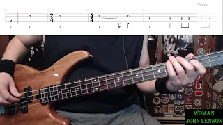 Woman by John Lennon - Bass Cover with Tabs Play-Along