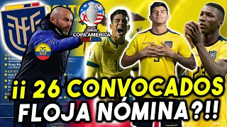 (OFICIAL) SORPRESIVOS 26 CONVOCADOS PARA COPA AMERICA! DE FELIX SANCHEZ BAS SELECCION ECUADOR 2024