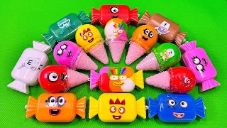 Digging Numberblocks with Rainbow CLAY in Big Candy, Ice Cream! Satisfying SLIME ASMR Videos