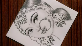 How to draw a Beautiful Traditional bride very easy | Girl drawing | Pencil Sketch | art video