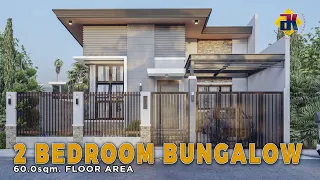 2 Bedroom Bungalow HOUSE DESIGN | 60 sqm. | Exterior & Interior Animation