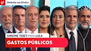 Simone Tebet (MDB) pergunta para Lula (PT) sobre gastos públicos #DebateNaGlobo