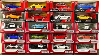 Box full of various miniature cars Jaguar, Peugeot, Renault, Hyundai, Mazda, Volvo, Honda, Opel #214