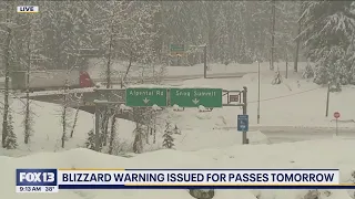 Snow already falling in Washington Cascades ahead of blizzard warning