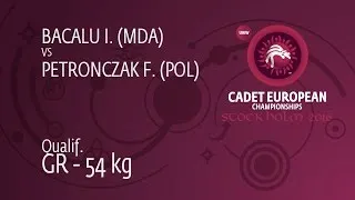 Qual. GR - 54 kg: F. PETRONCZAK (POL) df. I. BACALU (MDA), 3-2