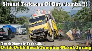 Truck Almost Overturned || Becak was clearly recorded jumping into a ravine in Batu Jomba