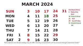 Calendar March 2024