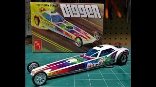 AMT Digger Dragster Fooler Fueler Funny Car 1/25 Scale Model Kit Build Review AMT1154