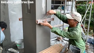 The Most Beautiful And Accurate Technique For Building A Porch Column With Bricks And Cement
