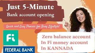 Fi money bank account opening 2024 in kannada |Best zero balance bank account  with free debit card