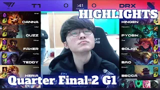 T1 vs DRX - Game 1 Highlights | Quarter Finals 2021 LCK Spring | T1 vs DRX G1