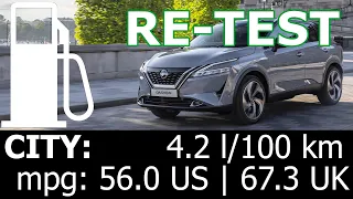 Nissan Qashqai e-power (summer A tyres) CITY fuel consumption economy real test mpg l/100 km traffic