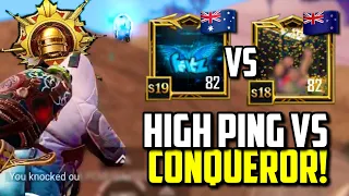 HIGH PING CLUTCH AGAINST CONQUERORS ON ANOTHER SERVER! | PUBG Mobile