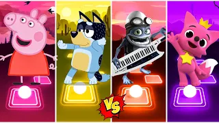 Peppa Pig 🆚 Bluey 🆚 Crazy Frog 🆚 Pinkfong | Who Is Win 🏅🏆 | Tiles Hop EDM Rush |