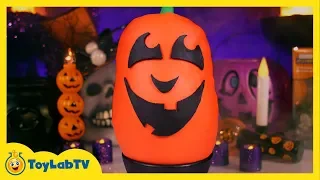 Giant Play Doh Jack-O'-Lantern Surprise Egg with Halloween Toys & Decorations from ToyLabTV