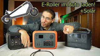 E Roller im Auto Laden! So gehts super einfach! (Und mit Solar auch!)