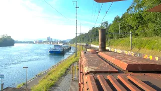 ★ 4K 🇨🇭Mainline cab ride in a 60 year old diesel, Münchenstein - Birsfelden Hafen [06.2020]